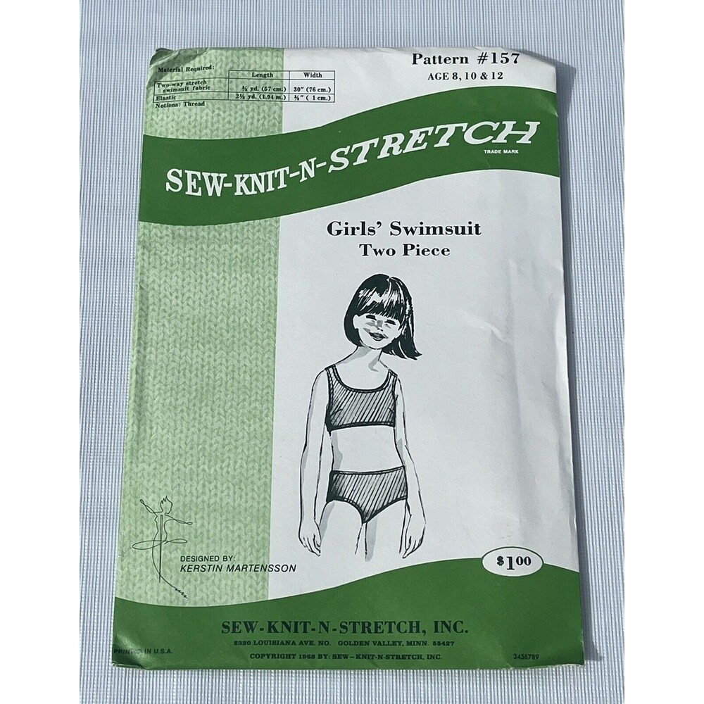 Swimsuit 2pc Bikini Girls Size 8-12 Uncut Pattern 157 Vintage Bathing Suit